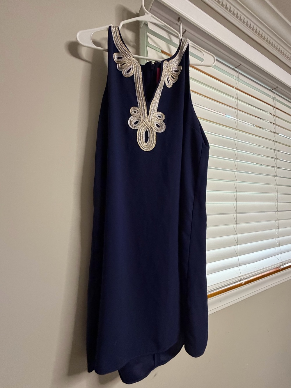 Lily Pulitzer Navy Sleeveless Embellished Halter Dress